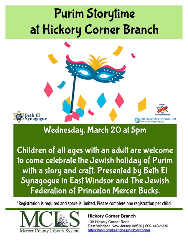 Purim Storytime MCL Hickory Corner Branch
