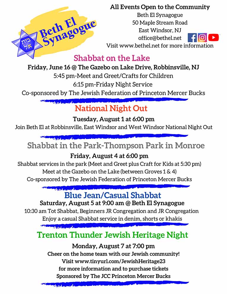 Beth El Synagogue Summer Community Events