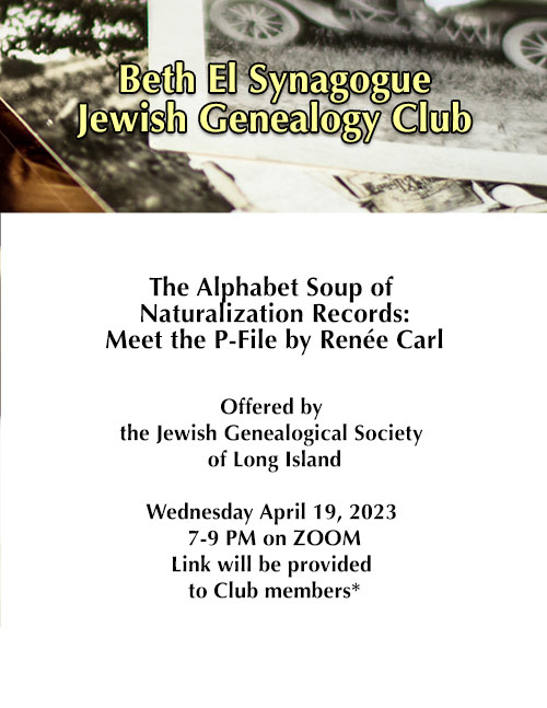 Beth El Synagogue Jewish Genealogy Club